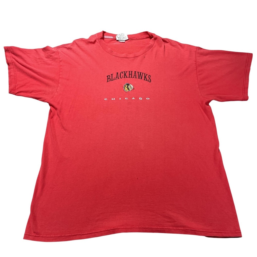 Vintage Chicago Blackhawks Shirt Mens XL Red‎ NHL Hockey Nutmeg Mills 90s